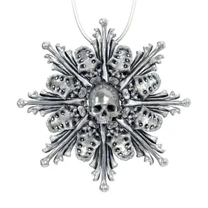 Skull Monstrance Pendant - Hand Polished Sterling Silver Brass Skull Goth Sedlec Memento Mori Jewelry Pendant, Skull Charm