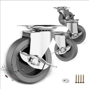 3 Inch Caster Wheels, Casters Set of 4, Heavy Duty Caster with , Locking Castors with Rubber Wheel,Plate Swivel Caster Wheels for Furniture Cart and Workbench