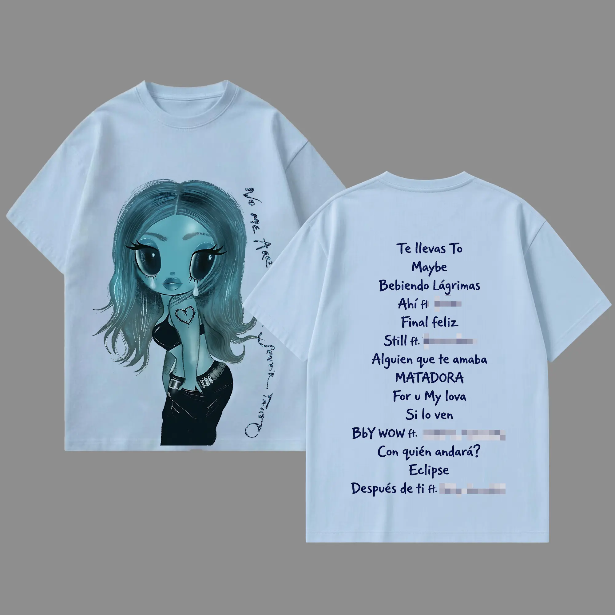 New Album No Me Arrepiento De Sentir Tanto Track list Premium Cotton T-Shirt - La Bichota Latin Queen Graphic Tee, Latin Pop Concert Tour Merch, Cute Festival Summer Shirt, Unisex Gift for Latin Fans