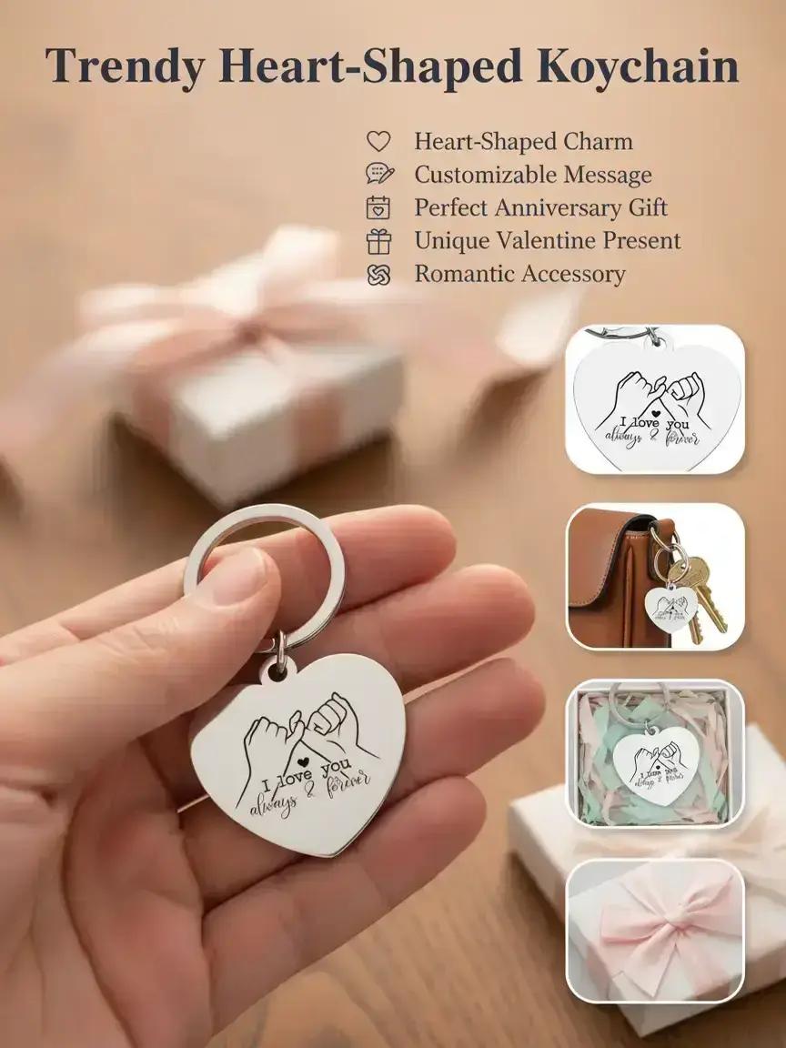 Heart Shaped Keychain, Fashionable Letter Pattern Keychain for Women & Men, Trendy All-match & Exquisite Keychain for Birthday Gift, Personalized Heart Tag