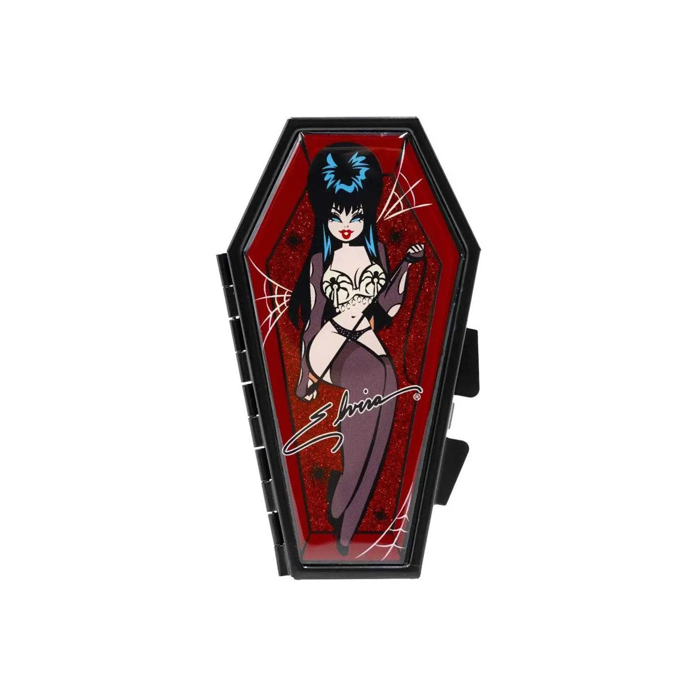 Elvira Spider Red Glitter Coffin Compact Mirror