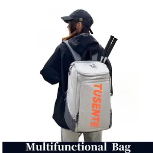 TUSENTE Large Capacity Badminton Sports Backpack Waterproof Belt Independent Shoe Compartment Leisure Sports Backpack 48x30x20cm