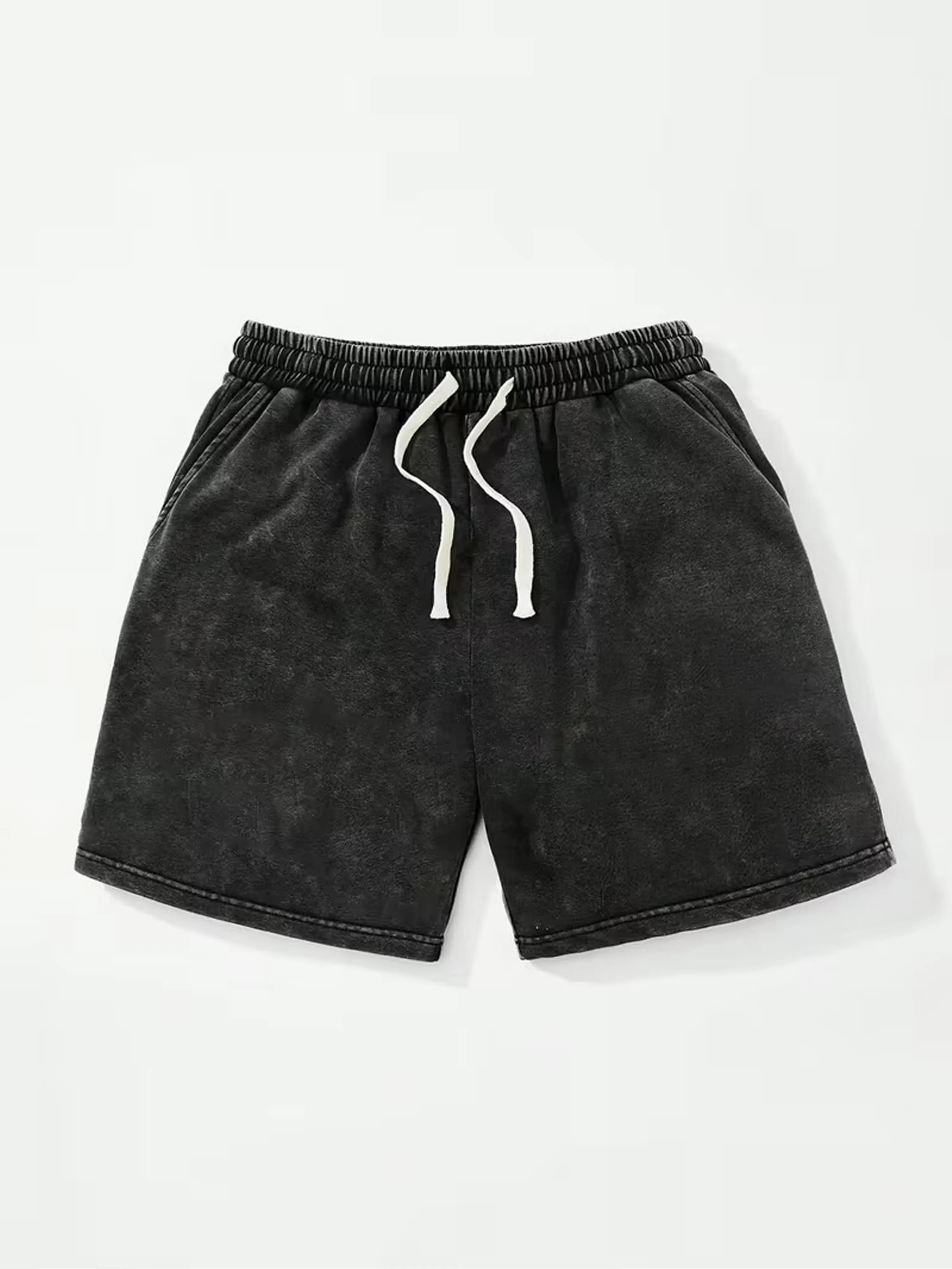 Men's Acid Wash Drawstring Shorts - Retro, Soft Breathable Fabric Menswear, Vintage Faded Casual Streetwear Summer Essential, Baggy Acid Wash Men's Shorts