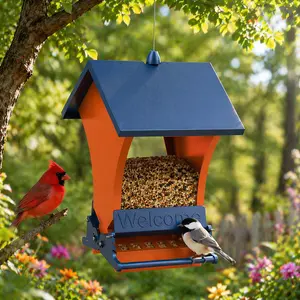 [Mother's Day Gift]Squirrel-Proof Bird Feeder – Bright Orange, Backyard Feeder for Cardinals & Chickadees, Durable & Easy to Hang, Perfect Spring Gift for Nature Lovers