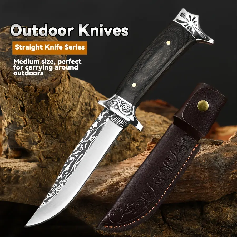 Kitchen chef's knife. It is a hand-forged meat cleaver with a fixed blade, household use，equipped with a knife sheath, making it easy to carry.Gifts u