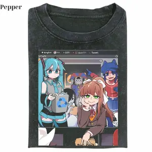 Miku and Doki Doki Literature Club T-Shirt, Unisex Anime Graphic Tee, Gift for Fans of Miku, Monika, and Doki Doki