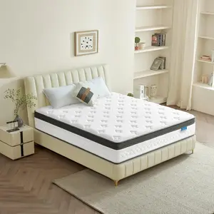 Full/Queen/King Mattress 10/12/14Inch, Medium Plush Hybrid Queen Size Mattress with Memory Foam & Individually Wrapped Pocket Coils, Pressure-Relieving Support & Motion-Reducing Design