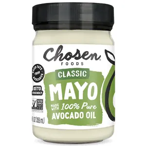 Chosen Foods Classic Mayo, 12 Fl Oz - 100% Pure Avocado Oil-Based Mayonnaise - Non-GMO, Gluten-Free, Keto Friendly - 355mL Glass Jar (Pack Of 1)