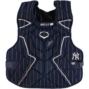 Austin Wells New York Yankees Autographed Game-Used Navy EvoShield Chest Protector vs. Milwaukee Brewers on March 30, 2025 - Fanatics Authentic Certified
