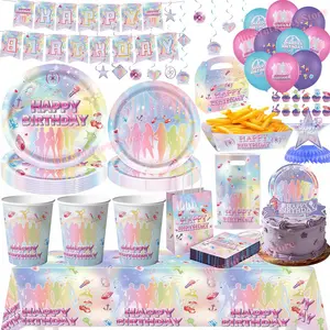 K&Katseye Birthday Party Decoration Kit Plates Cup Balloon Stickers for Kpop Girl Party Favor Anniversaire Baby Shower Supplies
