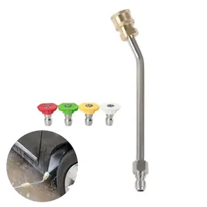 High Pressure Washer Nozzle Extension Rod Kit, 3 Counts/set 1/4 Inch Quick Connect Multi-angle Curved Rod Nozzle, Car Cleaning Extension Rod