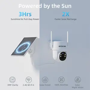 Solar Wireless WiFi Outdoor Security Camera, 3MP Solar PTZ Camera, Outdoor Wireless Security Cam, 360° Pan/Tilt, Weatherproof, Solar Powered, WiFi Surveillance for Yard