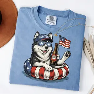 Comfort Colors 50 Dog Breeds 4th of July Shirt, Funny USA Beer Dog T Shirt, American Flag Puppy Tee, Golden Retriever Patriotic Shirt, Independence Day Dog Lover Tee, Dog Mom Gift Shirt, Vintage USA Graphic Tee for Women & Men