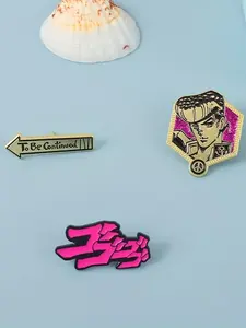 1/3Pcs Anime Character Text Brooches, Fun Arrow & Role Decorations, Cartoon Anime Theme Badges, Unisex Design, Daily Wear Cosplay Accessory Gift for Cosplay Fans