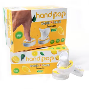 Hand Pop Lemon Scented Wipes - 24 Pack of Travel Size Wet Towelettes, Alcohol-Free, Wipes for Skin Hydration, Convenient, Eco-Friendly, Refreshing, Fits in Gym Bag, Purse, Pocket, or Luggage