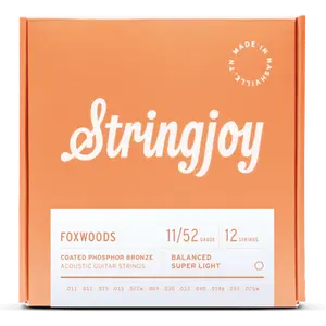 Stringjoy 11-52 12-String Super Light Gauge Foxwoods - Coated Phosphor Bronze Acoustic Guitar Strings