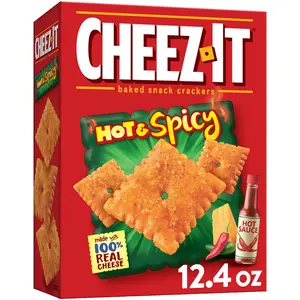 Cheez-It Hot and Spicy Cheese Crackers, Baked Snack Crackers, 12.4 Ounce (Pack of 1)