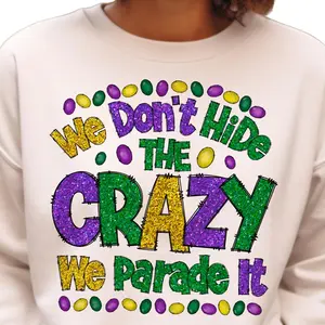 Mardi Gras Faux Sequin T-Shirt, Fleur De Lis, Mardi Gras Beads Faux Glitter Fat Tuesday Sweatshirt, Mardi Gras Shirt Hoodie, Louisiana, Carnival 9YBHQC