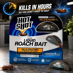 Hot Shot Ultra Liquid Roach Bait 6 Count, Kills In Hours, 1 Pack