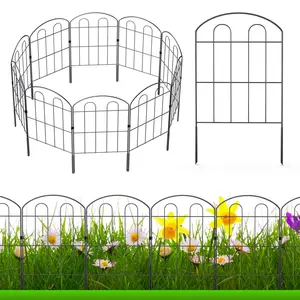 Decorative Garden Fence Outdoor 24in x 10ft Coated Metal RustProof Landscape Wrought Iron Wire Border Folding Patio Fences Flower Bed Fencing Animal Barrier Section Panels Decor with Supplier Warranty