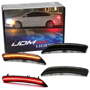 iJDMTOY Smoked Lens Amber/Red Full LED Wheel Arch Side Marker Light Kit For 2015-2017 Chrysler 200, Powered by Total 180-SMD LED