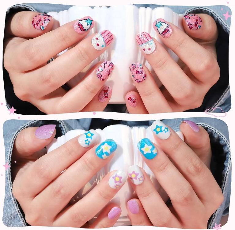 Teenitor 216pcs Kids Press On Nails for Girls, 9 Styles of 8-12 Years Girls Press On Nails for Kids, Full Cover Fake Nails for Little Girl, Short Acrylic Nails Set