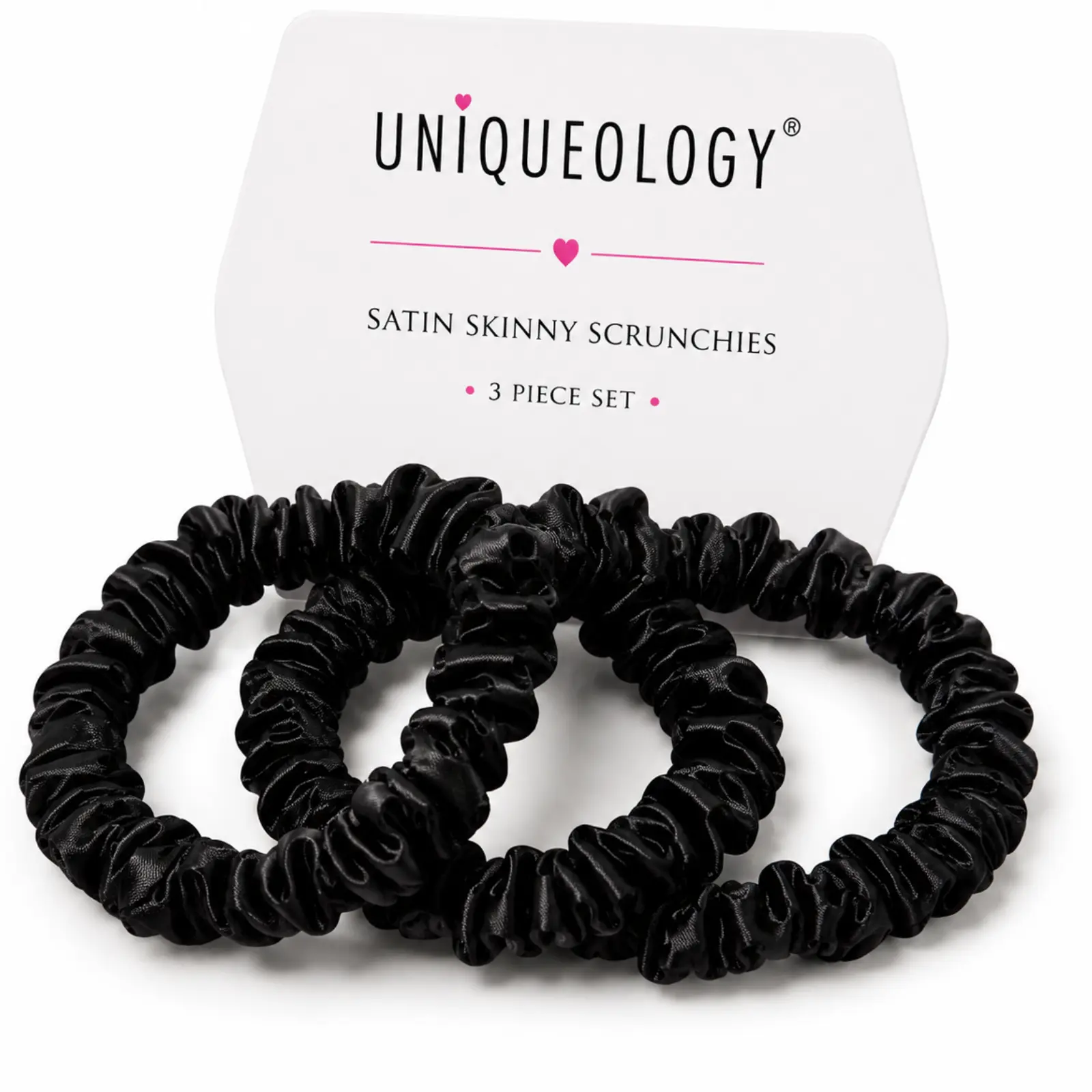 Uniqueology Satin Silk Hair Ties for Women and Girls – No Damage and Crease Soft Scrunchies in Black, Pink, Gold Ponytail  Elastic Hair Accessory