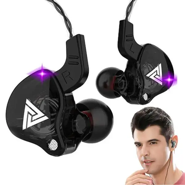 AK6 Gaming Earphones, Wired In-Ear IEM Headphones with Microphone, 3.5mm Jack, HiFi Heavy Bass & Noise Cancelling, Immersive Game Audio Earbuds for PC, Laptop, Console & Esports