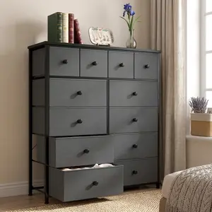 Sturdy 12-Drawer Fabric Dresser with Wooden Top & Metal Frame, Pink Fabric Storage Chest, Indoor Cupboard Furniture for Closet, Bedroom, Entryway & Makeup Organization