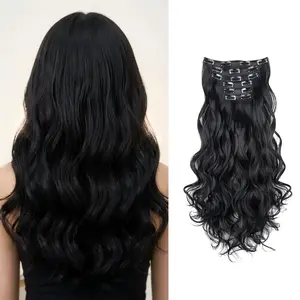 MINISO Natural Big Wavy Clip‑in Hair Extensions 6PCS 24 Inch, Invisible Seamless Clips, Lightweight & Soft for Women’s Fashion Hairstyles