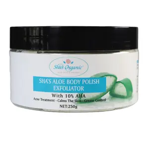 Sha's Organic Aloe Body Polish Exfoliator with Vanilla, Gentle Exfoliation Scrubs for Body Care, Nourishing Moisturizer with Organic Ingredients, Grease Control Cleanser