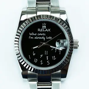 Relax Black Who Cares I'm Already Late 36mm Watch
