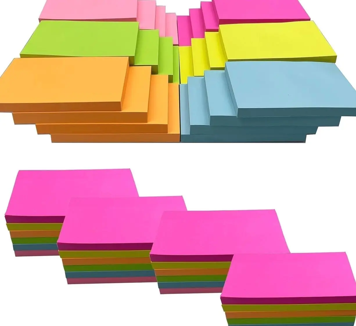 1920 Sheets 3 in x 5 in Large Sticky Notes, 76 x 127 mm 6 Pads Assorted Self-Stick Pads for Notebook,Office,School and Home,80 Sheets/Pad (24 Pads Brillant)