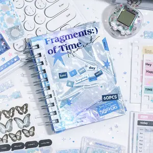 2500pcs Time Fragment Coil Sticker Book Stickers for decoration, fridge stickers, phone case decor, mini pattern stickers, all-in-one sticker book. Includes glitter stickers, food-themed stickers and pet-themed stickers.