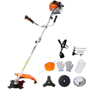 HDMW 52cc Gas-Powered Weed Wacker & Brush Cutter, 6-in-1 Multifunction String Trimmer with Full-Crank Engine, 8-in Attachment Heads, 10-in Metal 3/4/80T Blade, Rubber Grip, Shoulder Strap Set, EPA Compliant