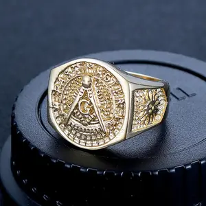 1pc Fashionable Luxury Retro Exquisite Carving AG Freemason Men's Ring Is The Perfect Holiday Gift for Family, Friends, and Couples, Suitable for Christmas Carnival Accessories
