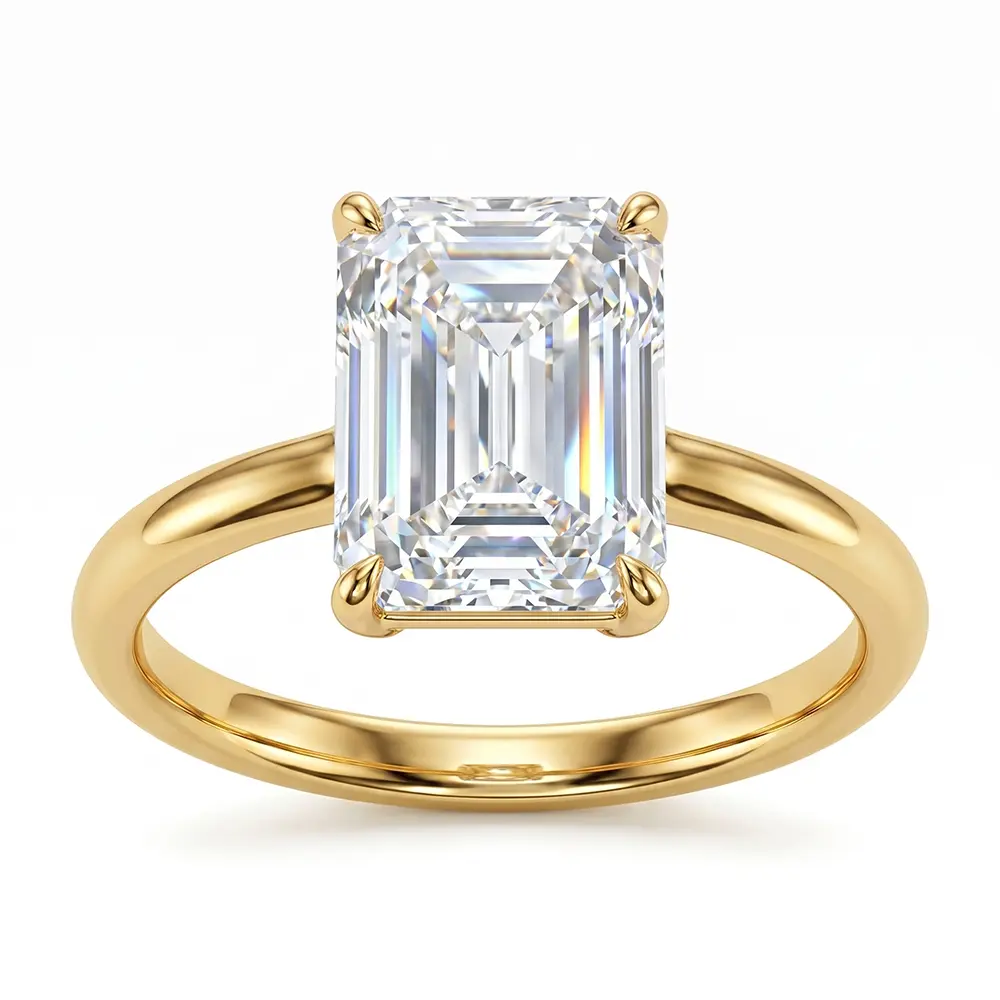 Sparkling 4CT Eco Diamond Solitaire Ring Timeless Classic Plain Band Promise Ring Elegant Ring Solitaire Engagement Ring