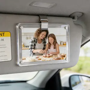 Magnetic Car Sun Visor Photo Clips 2-Pack Clear Acrylic Display Frames for Family Pet Photos Easy Clip Driver Gift Daily Use Set Vehicle