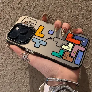 Russian Colorful Blocks Phone Case for use with iphone 17 air 16 pro max 15 plus 14 pro 13/12/11 Matte phone cases for iphone X/XS XSMAX XR 7/8 PLUS Protective Cover for hard shell design Personalized Protective Case