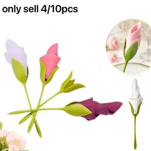 4/10pcsRose Napkin Holders, origami flower tools, Handmade Napkin Holder Table Decorations for Wedding, of  suitable for romantic wedding table settings and party decorations