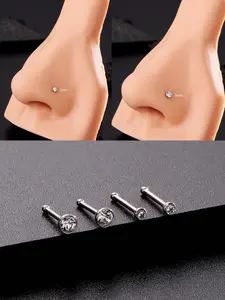 4Pcs 20G 18G Tiny Bezel CZ Nose Bone/2mm 3mm CZ Nose Stud/Nose Piercing/Nose Jewelry/Straight Nose Stud/Small Nose stud