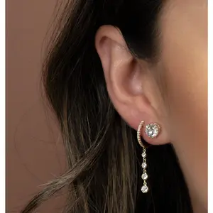 14k Gold Bezel Drop Diamond Earrings