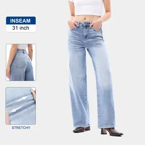 PLUS SIZE High Rise Relaxed Straight Denim Jeans for Women - Comfortable Fit & Style