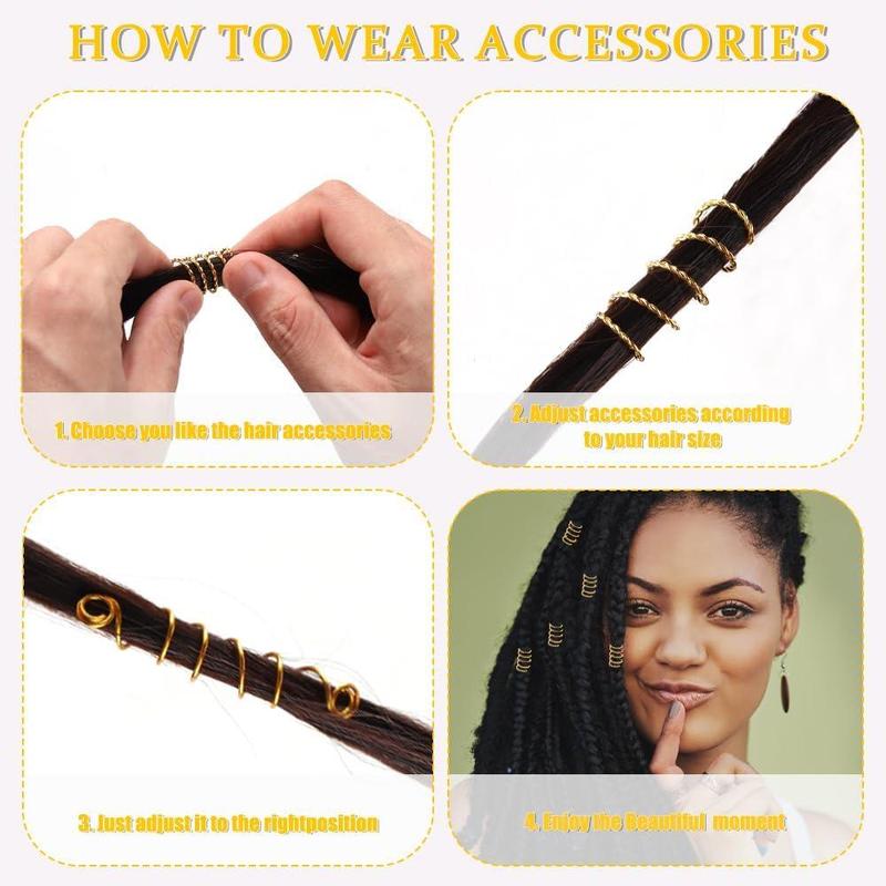 259 Pcs Hair Jewelry for Braids, Loc Jewelry for Hair Dreadlock, Charm Accessories for Women, Metal Gold Braids Rings Cuffs Clips for Dreadlock Accessories Clips Rings Extensions Decorations