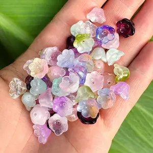 50pcs Gradient Bellflower Beads, DIY Jewelry Making Supplies, Glass Beads for Bracelets Earrings Hairpins, 8x12mm Size