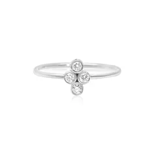 Bezel Set Diamond Ring, 14k Gold Dainty Stacking Ring