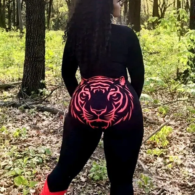 Women's 1-Piece Black and Red ITMRTM Tiger Costume Bodysuit, Womenswear Special Clothing