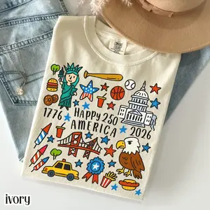 United States of America 250th Anniversary Comfort Colors Shirt Patriotic Vintage Flag 4th of July Tee 250 Years of Independence T-Shirt