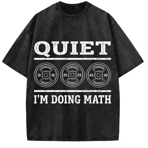 Funny Powerlifter Mineral Wash Shirt Quiet Doing Math Acid Washed T-shirt Gym Gift