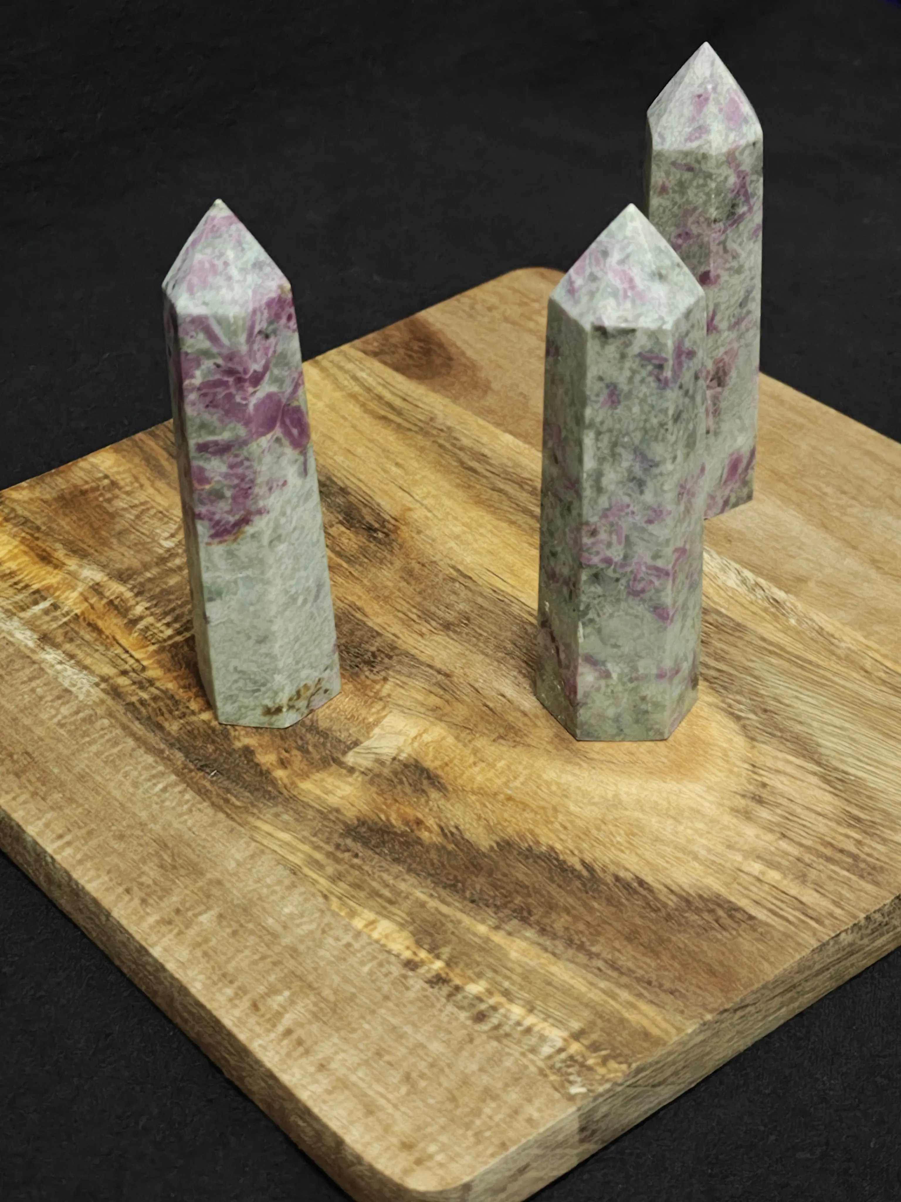 Natural Ruby Fuchsite Crystal Tower, 3.75" Healing Point for Meditation and Spiritual Development - Healing Circuit Stone for Cancer, Aries, Virgo, Fuchsite-Ruby, Crystals Bathroom, Collectibles, 3.75 Inches Tall, Dual Healing Energy, Handpicked Stone, Up